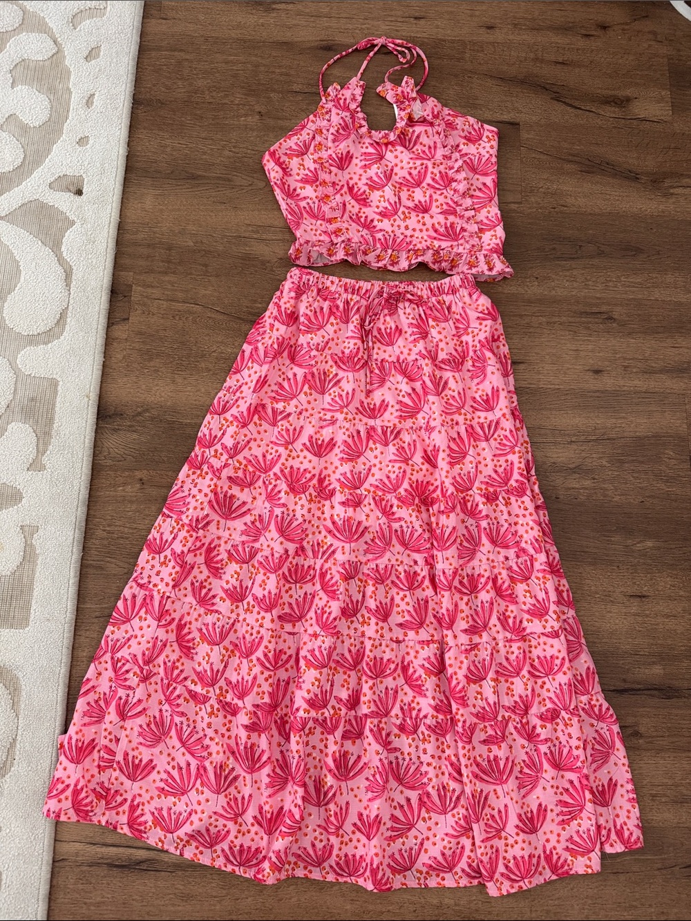 FANCY Pink Halter Maxi Set - Two-Piece